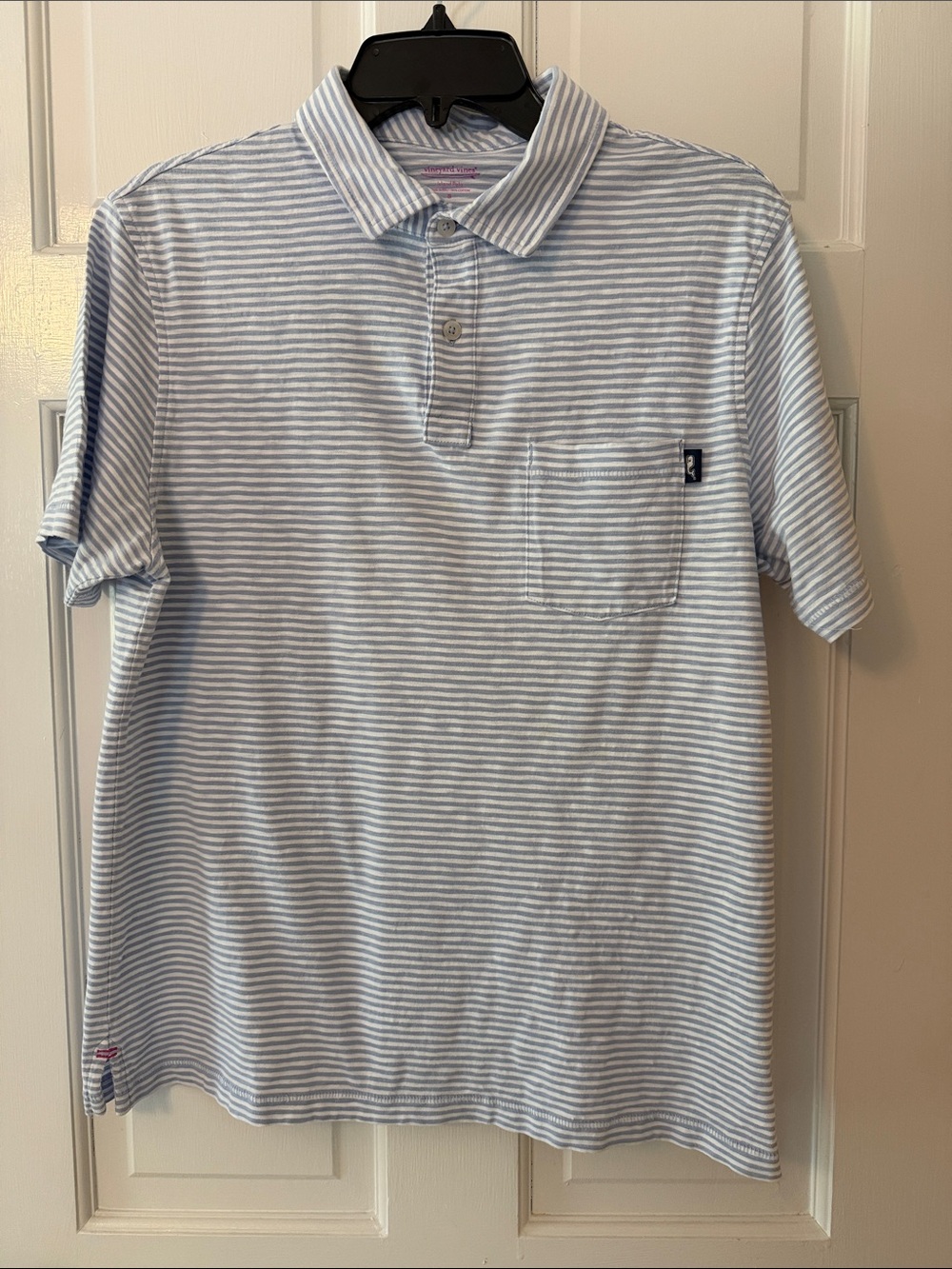 Vineyard Vines Light Blue and White Striped Polo